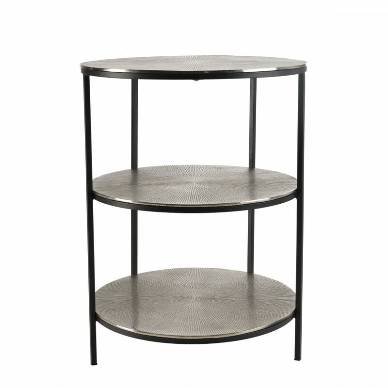 JONAS - Table d'appoint carrée aluminium doré et noir pieds métal