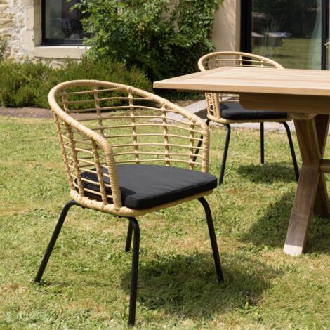 MALO - Lot de 2 fauteuils en rotin synthétique couleur naturelle (1/5)