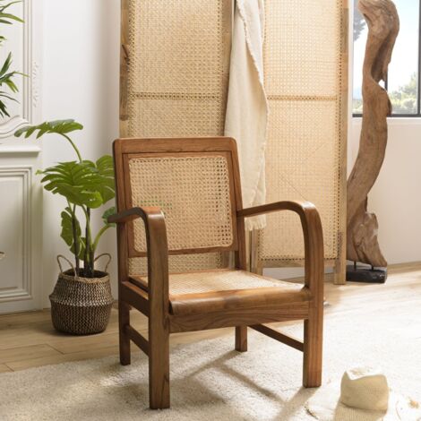 DAK - Fauteuil en bois de mindi et cannage bois foncé (1/5)