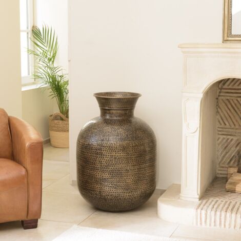 HONORE - Vase alu. 53x75cm effet martelé couleur laiton noir antique (1/5)