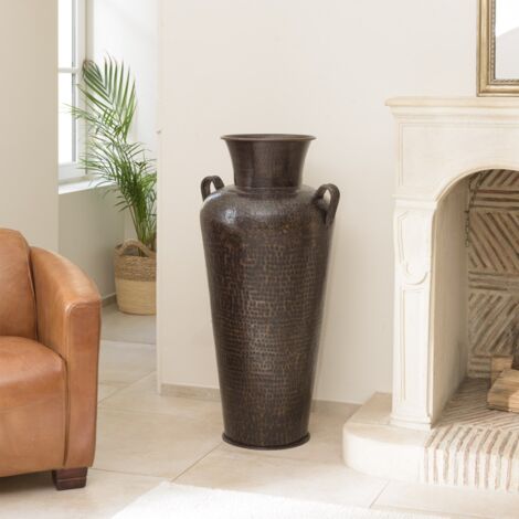 HONORE - Vase aluminium avec anses 45cmx1m couleur cuivre noir antique (1/5)