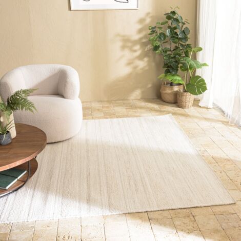 SACHA - Tapis rectangulaire 200x290cm laine texturée nuances de beige (1/5)