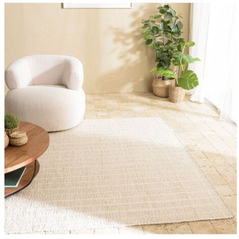 SACHA - Tapis rectangulaire 200x290cm en coton recyclé couleur ivoire (1/5)