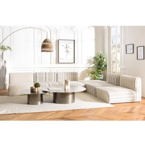 GLORIA - Canapé modulable 6 pièces en coton gris et beige (1/5)