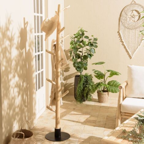 WILL - Porte-manteau multibranches en bois teck naturel (1/5)