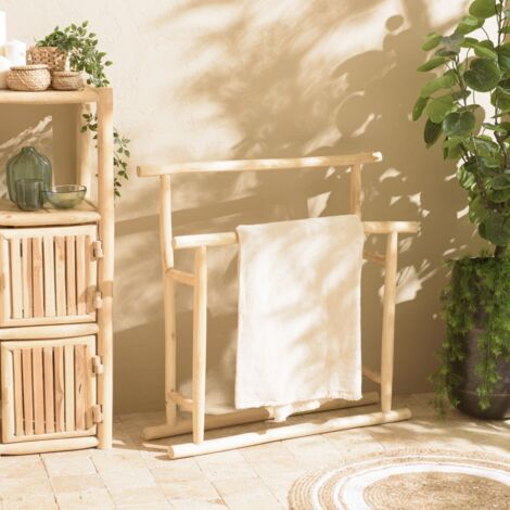 WILL - Porte-serviettes double portant en bois de teck naturel (1/5)