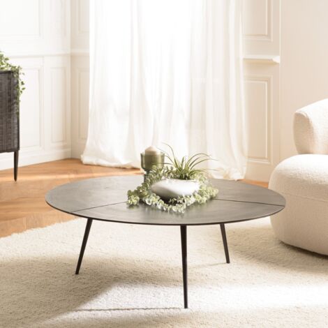 JAMES - Table basse ronde 100x100cm en aluminium noir mat (1/5)