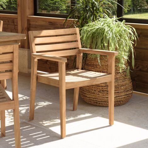 KALLY - Lot de 2 fauteuils de jardin en bois teck (1/5)