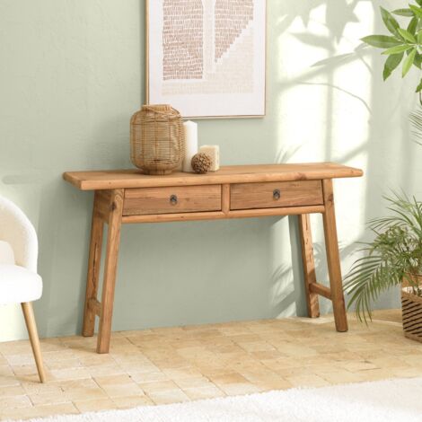 SANDY - Console 2 tiroirs bois pin recyclé (1/5)