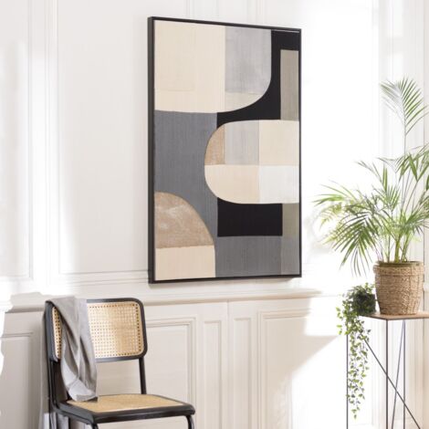 Macabane – Décoration murale abstraite 83x123cm – Cadre noir en polyrésine – Design moderne pour intérieur élégant – Article en polyester et MDF (1/5)