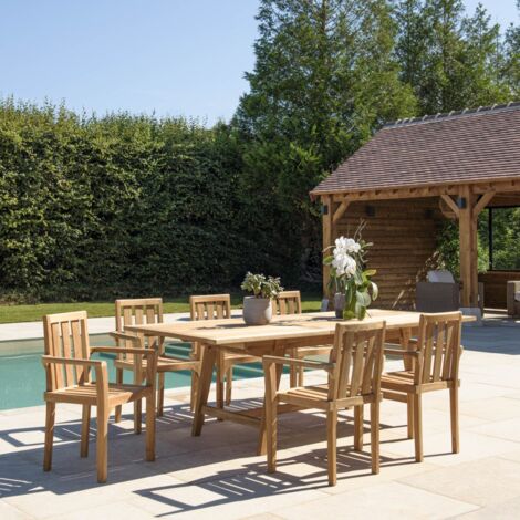 FUN - Salon de jardin en bois teck 8/10 personnes (1/5)