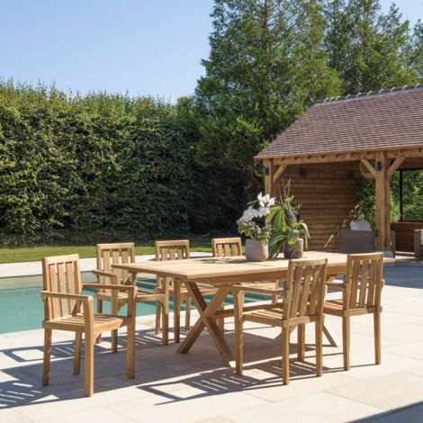 FUN - Salon de jardin en bois teck 8/10 personnes (1/5)