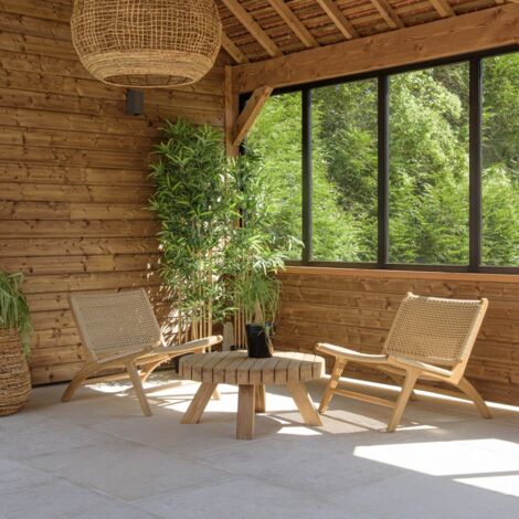 VALERIA - Ensemble de jardin en bois de teck recyclé rotin 2 pers. (1/5)
