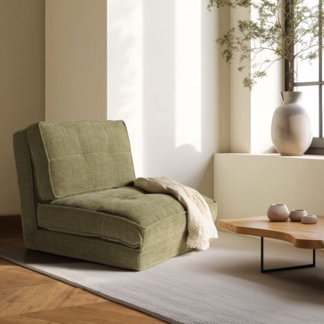 ANGELE - Chauffeuse convertible 1 place en tissu couleur vert (1/5)