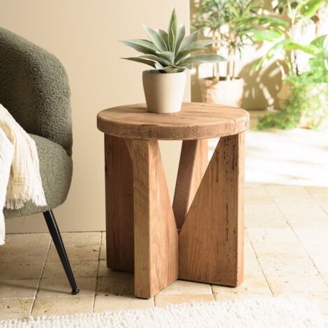 SANDY - Tabouret rond 40x40cm bois Pin recyclé (1/5)