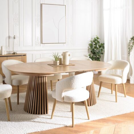 SYA - Table à manger ronde extensible L120/160/200 décor et chêne naturel (1/5)