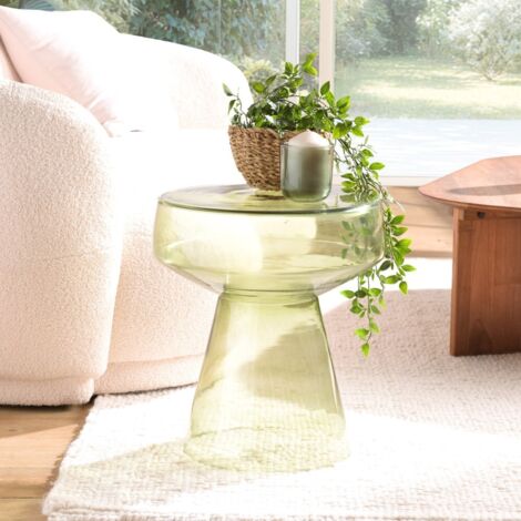 HORTENSE - Table d'appoint design en verre transparent couleur vert (1/5)
