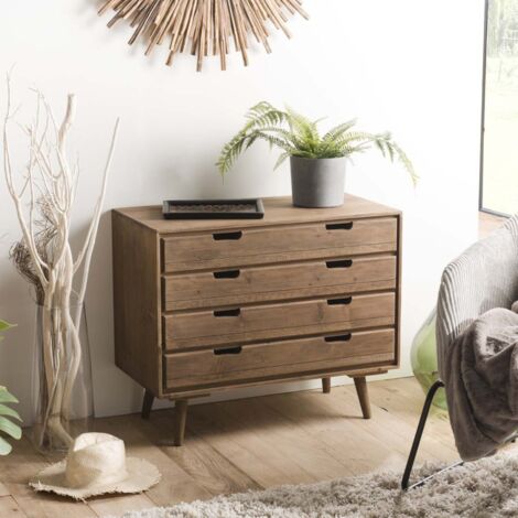 ANDY - Commode scandi bois marron 4 tiroirs (1/5)
