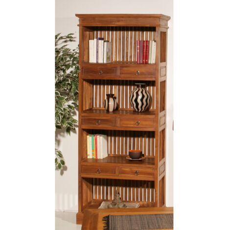 API - Étagère bibliothèque marron 6 tiroirs bois Teck (1/3)