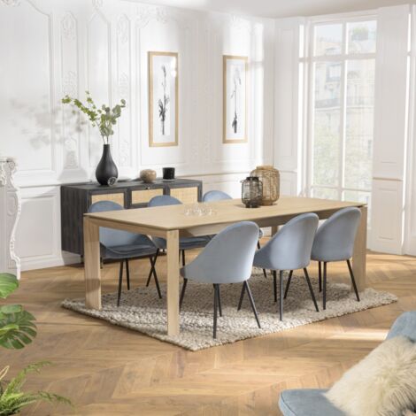 MAXENCE - Table à manger rectangulaire extensible 220/320cm bois chêne (1/5)