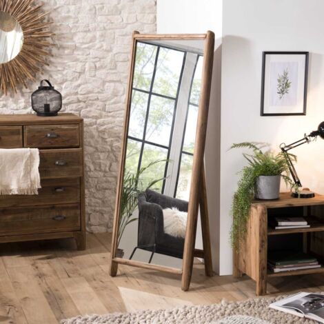 Macabane – Miroir sur pieds en bois de pin recyclé 62 x 8 x 165 cm – Charme naturel pour intérieur – Meuble monté