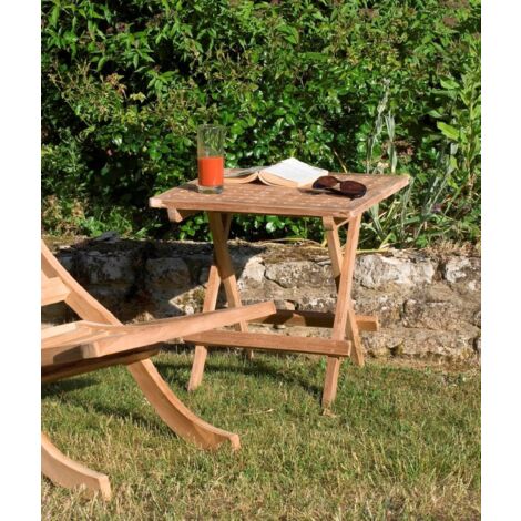FUN - Table pique nique de jardin carrée 50x50cm en bois Teck (1/3)