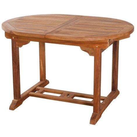 HANNA - Table de jardin 4/6 personnes - ovale extensible 120/180 x 90 cm en bois Teck huilé