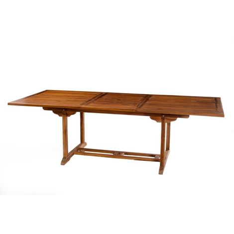 HANNA - Table de jardin 8/10 personnes - rectangulaire extensible 180/240 x 100 cm en bois Teck huilé
