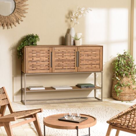 SIXTINE - Buffet en bois de teck recyclé 3 portes (1/5)