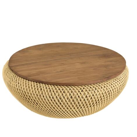 Lot De 2 Tables Basses Rondes En Chêne Clair - Design Croisé - H45 & H55 Cm - Plateau MDF