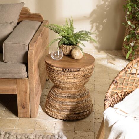 SIXTINE - Tabouret assise en bois de teck recyclé (1/5)