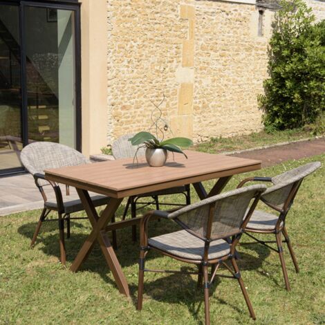 Macabane – Table de jardin rectangulaire 4 personnes 140x80cm – Acier et polywood – Résistante aux intempéries – Pour repas en extérieur