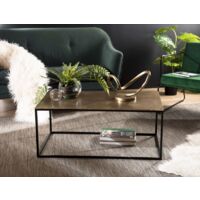 JOHAN - Table basse rectangulaire 98x57cm aluminium doré pieds noirs