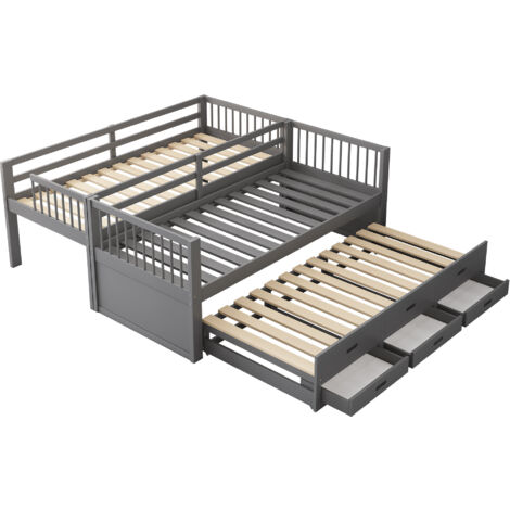 Kinder Hochbett 90x200 Mit Rutsche & Schubladen - Weiß/Creme