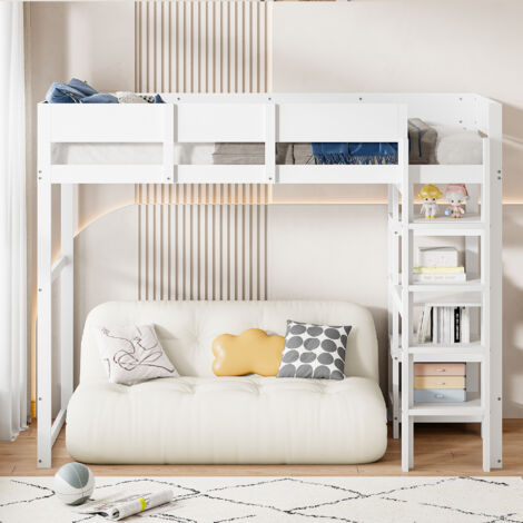 Hochbett 140 X 200 Cm Für Erwachsene "Easy Premium Line" K23/n, Buche Massivholz Natur Lackiert, Teilbar