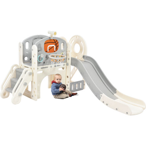 Produktbild von Kleinkind Rutsche Mit Basketballkorb - Indoor & Outdoor Spielset, ASTM Zertifiziert