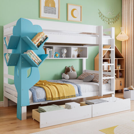 Weißes Etagenbett Für Kinder, Mit Tafel Und Rutsc Produktbild-Vorschau 6
