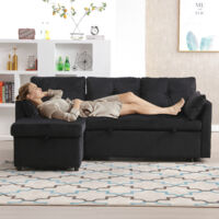 Multifunktionales Schlafsofa mit Stauraum und Ausziehbett, austauschbares Schlafsofa mit Chaiselongue, Anbausofa mit Stauraum, modulares L-förmiges Sofa, modulares Ecksofa für das Wohnzimmer