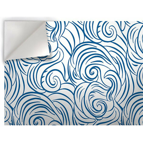 ONDE RICCE - Pellicola stampata adesiva in PVC finitura opaca - Misura: 100x1000 cm - Colore: Celeste