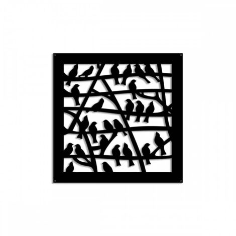 FIORI-UCCELLINI - Pannello Quadro PVC traforato - PARASOLE - Colore: nero - Misura: 98x98 cm