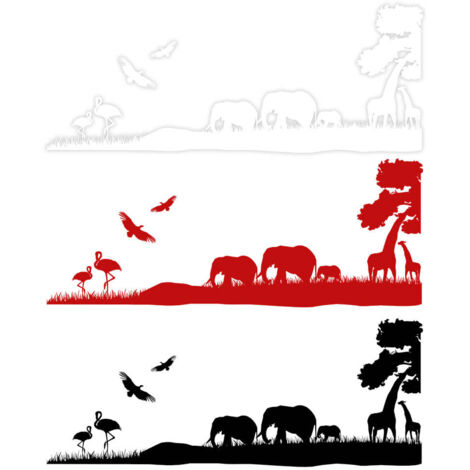 SAFARI - Adesivo murale wall sticker in vinile 55X140 cm - Colore: nero (1/2)