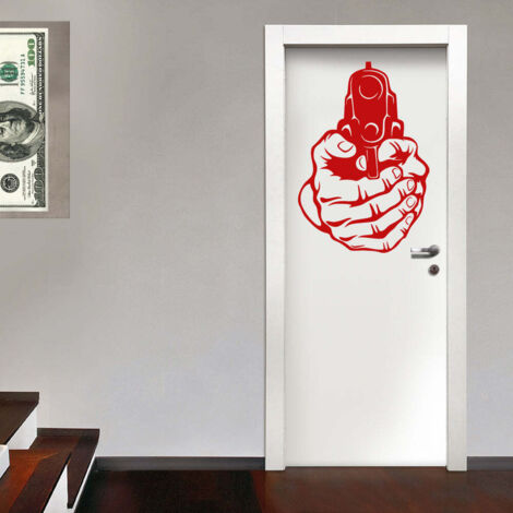PISTOL - Adesivo murale wall sticker in vinile 55x80 cm - Colore: Rosso (1/2)