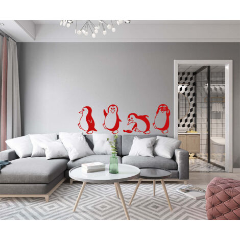 PENGUINS - Adesivo murale wall sticker in vinile 40x125 cm - Colore: Rosso (1/2)