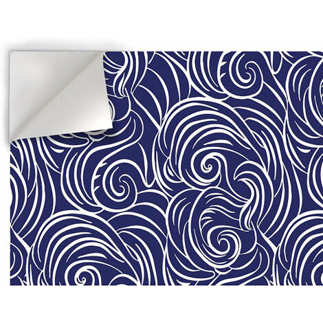 ONDE RICCE - Pellicola stampata adesiva in PVC finitura opaca - Misura: 100x300 cm - Colore: Blu