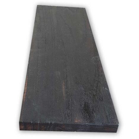 Tavola In LEGNO CountryWood – trattato con metodo Yakisugi - Stile: DARK CARBON full burn - Misura: 10x203x2 cm