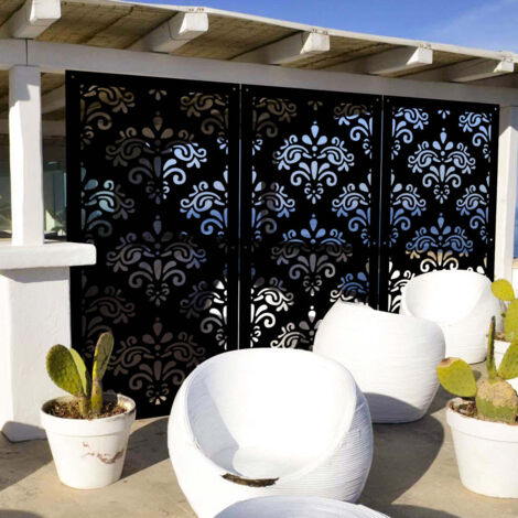 DAMASCO - Pannello in PVC traforato - Parasole - Misura: 50x150 cm - Colore: nero