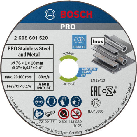 Bosch Trennscheibe Expert for Inox 76 x 1 x 10 mm 5 Stück GWS12V-76 2608601520