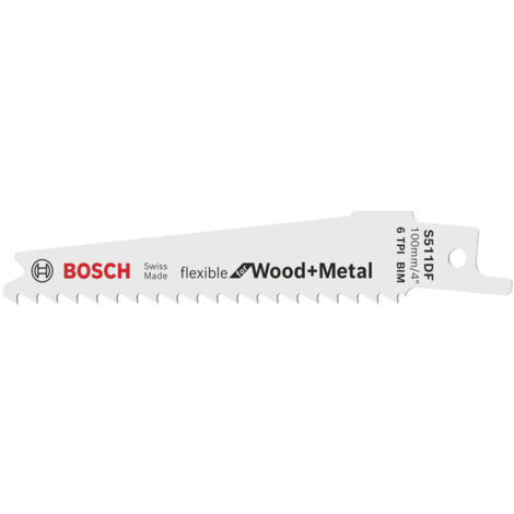 Bosch Accessories 2608657723 Säbelsägeblatt S 511 DF, Flexible for Wood and Metal, 5er-Pack Sägeblat