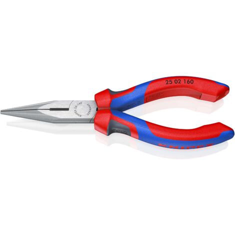 KNIPEX 25 02 160 Flachrundzange mit Schneide (Radiozange) mit Comfort-Griffen schwarz atramentiert 160 mm