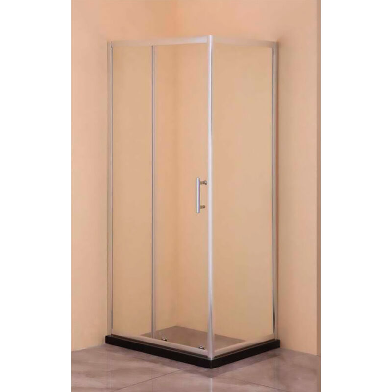 Porta doccia pieghevole Essential 90 cm, H 185 cm in vetro temprato,  spessore 4 mm trasparente silver